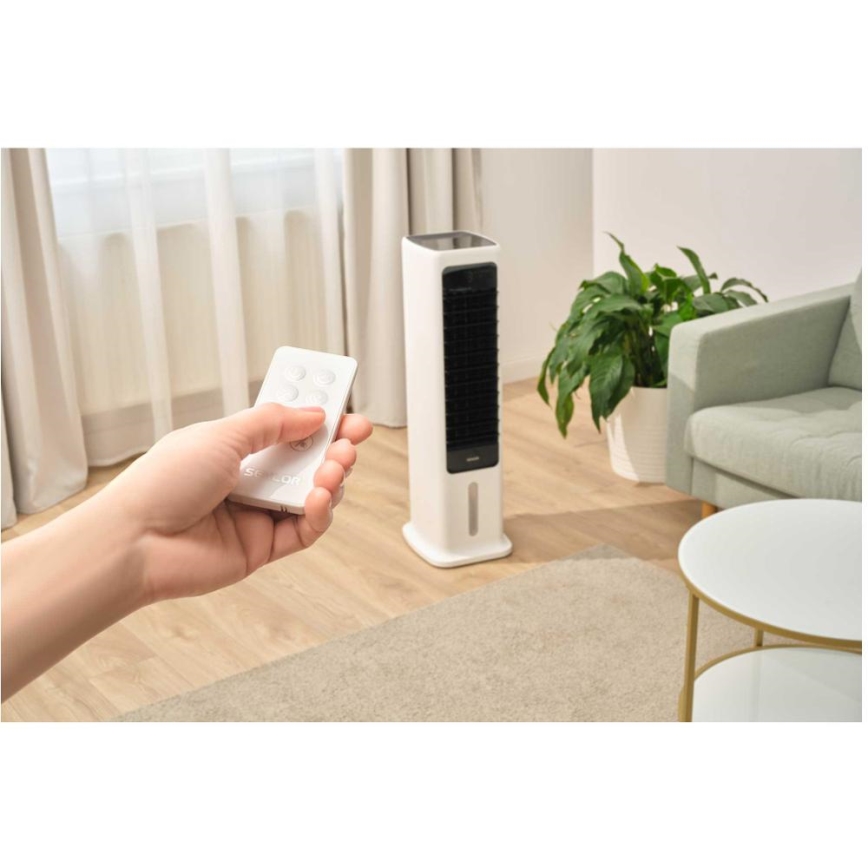Sencor - Enfriador de aire portátil inteligente 60W/230V Wi-Fi blanco + control remoto