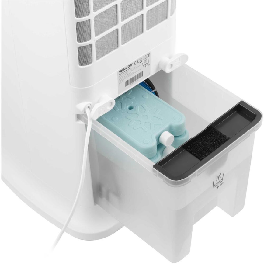 Sencor - Enfriador de aire portátil inteligente 60W/230V Wi-Fi blanco + control remoto