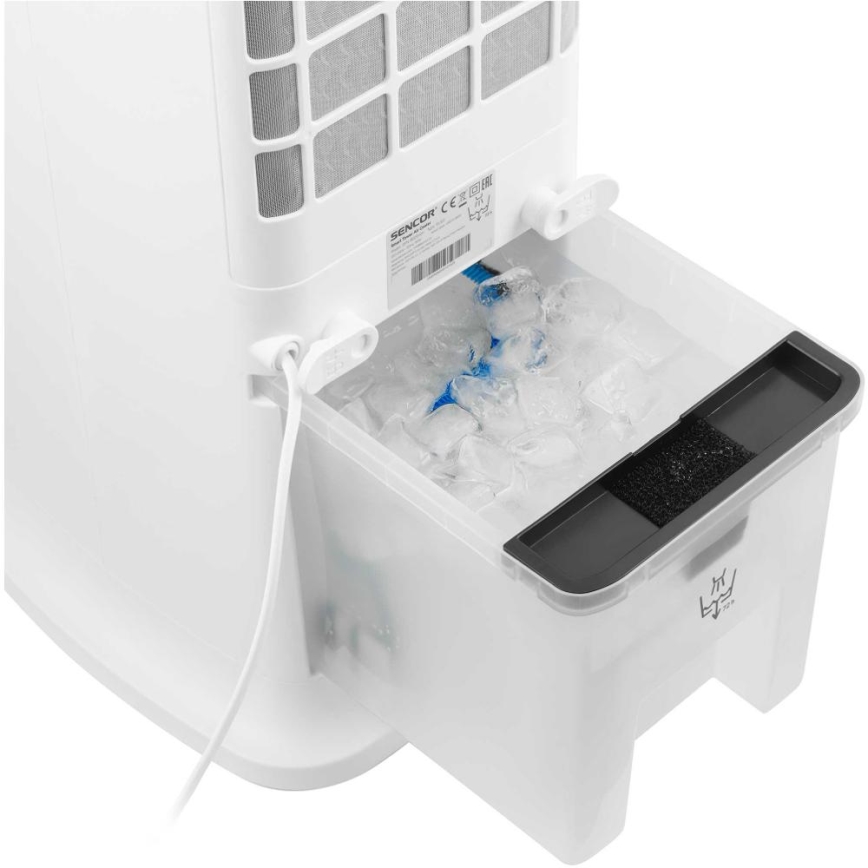 Sencor - Enfriador de aire portátil inteligente 60W/230V Wi-Fi blanco + control remoto