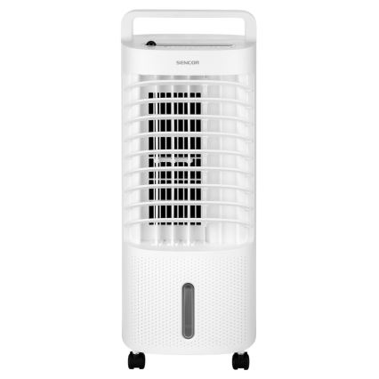 Sencor - Enfriador de aire portátil con pantalla LED 3 en 1 45W/230V blanco + mando a distancia