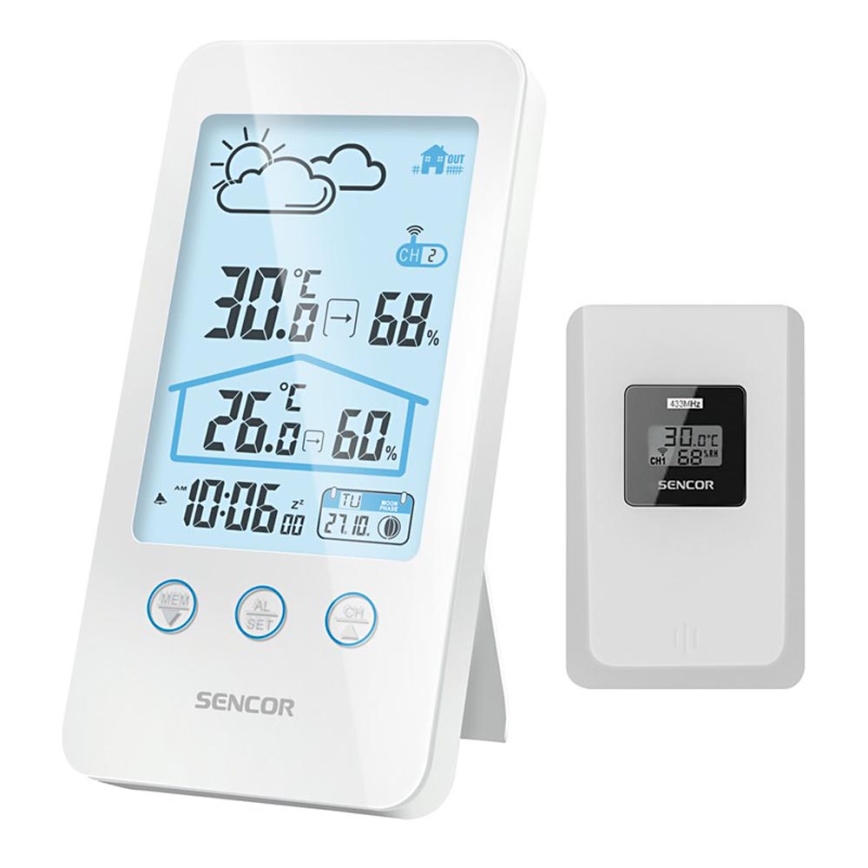 Sencor - Estacion meteorologica con pantalla LCD 2xAAA + 2xAAA blanco