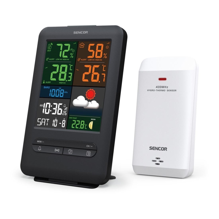 Sencor - Estacion meteorologica Con pantalla LCD a color 5V/1xCR2032 + 2xAA