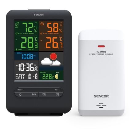 Sencor - Estacion meteorologica Con pantalla LCD a color 5V/1xCR2032 + 2xAA