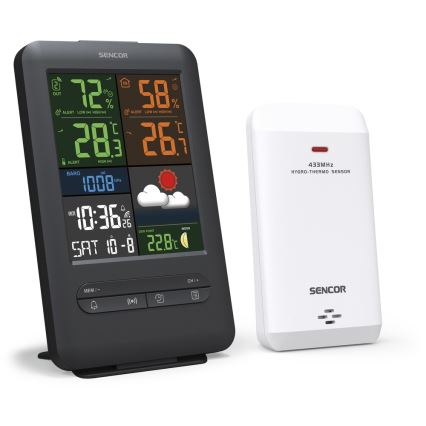 Sencor - Estacion meteorologica Con pantalla LCD a color 5V/1xCR2032 + 2xAA