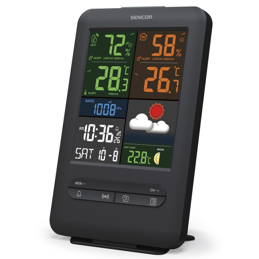 Sencor - Estacion meteorologica Con pantalla LCD a color 5V/1xCR2032 + 2xAA