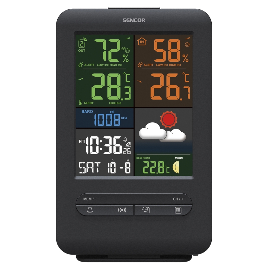 Sencor - Estacion meteorologica Con pantalla LCD a color 5V/1xCR2032 + 2xAA