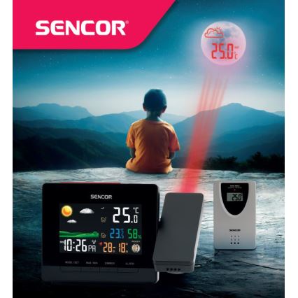 Sencor - Estacion meteorologica con color LCD display, despertador y proyector 2xAA + 2xAAA