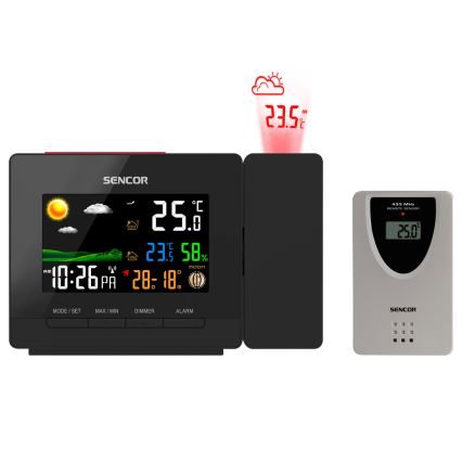 Sencor - Estacion meteorologica con color LCD display, despertador y proyector 2xAA + 2xAAA
