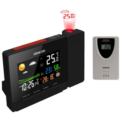 Sencor - Estacion meteorologica con color LCD display, despertador y proyector 2xAA + 2xAAA