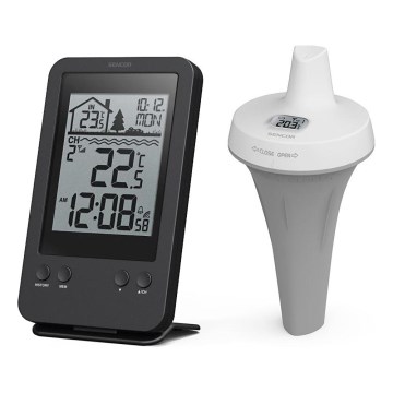 Sencor - Estación meteorológica con sensor flotante inalámbrico para piscina 2xAA + 2xAA IPX7