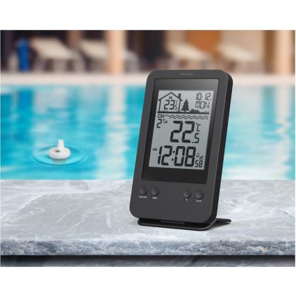 Sencor - Estación meteorológica con sensor flotante inalámbrico para piscina 2xAA + 2xAA IPX7