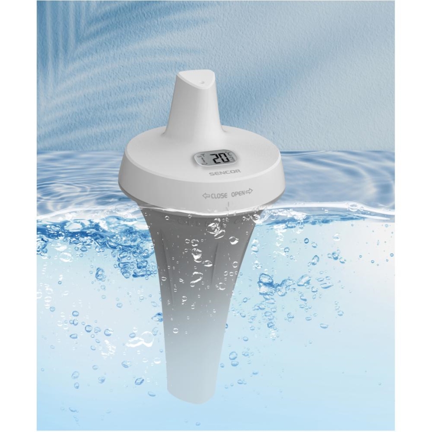 Sencor - Estación meteorológica con sensor flotante inalámbrico para piscina 2xAA + 2xAA IPX7