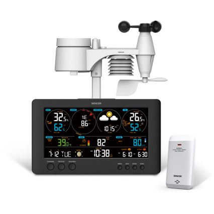 Sencor - Estación meteorológica profesional con pantalla LCD a color 5V/1xCR2032 + 3xAA Wi-Fi
