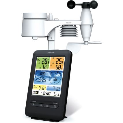 Sencor - Estación meteorológica profesional con pantalla LCD a color 1xCR2032 + 3xAA Wi-Fi