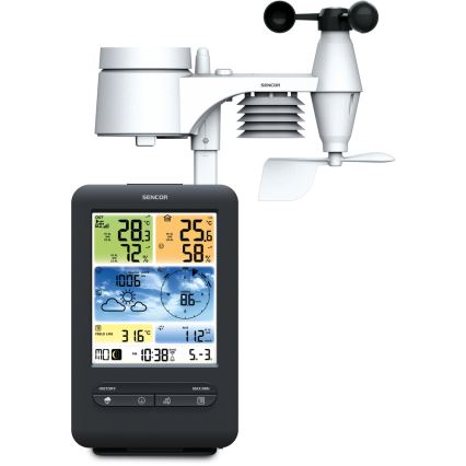Sencor - Estación meteorológica profesional con pantalla LCD a color 1xCR2032 + 3xAA Wi-Fi