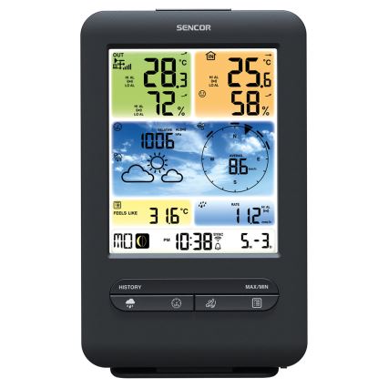 Sencor - Estación meteorológica profesional con pantalla LCD a color 1xCR2032 + 3xAA Wi-Fi