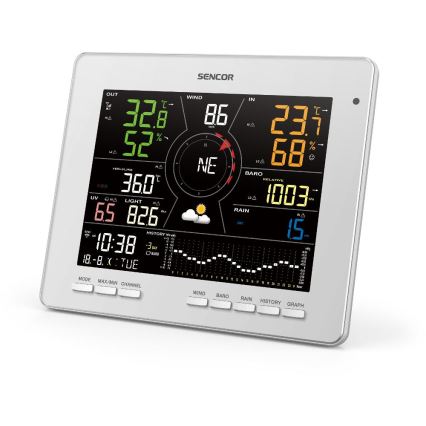 Sencor - Estación meteorológica profesional con pantalla LCD a color 5V 1xCR2032 + 3xAA + 2xAA Wi-Fi Tuya