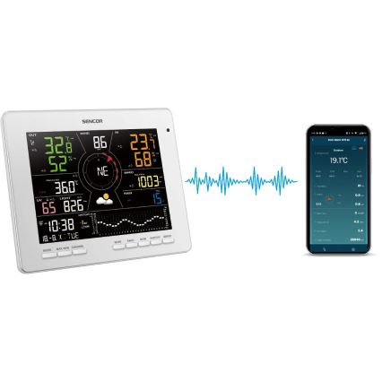 Sencor - Estación meteorológica profesional con pantalla LCD a color 5V 1xCR2032 + 3xAA + 2xAA Wi-Fi Tuya