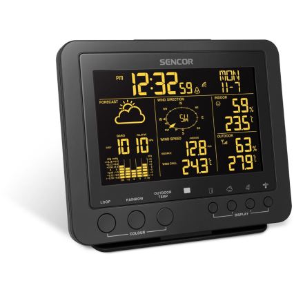 Sencor - Estación meteorológica profesional con pantalla LCD a color 5V/1xCR2032 + 3xAA
