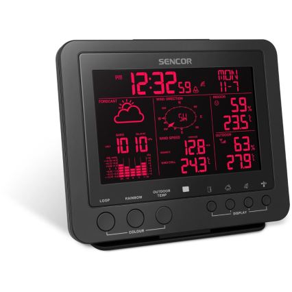 Sencor - Estación meteorológica profesional con pantalla LCD a color 5V/1xCR2032 + 3xAA