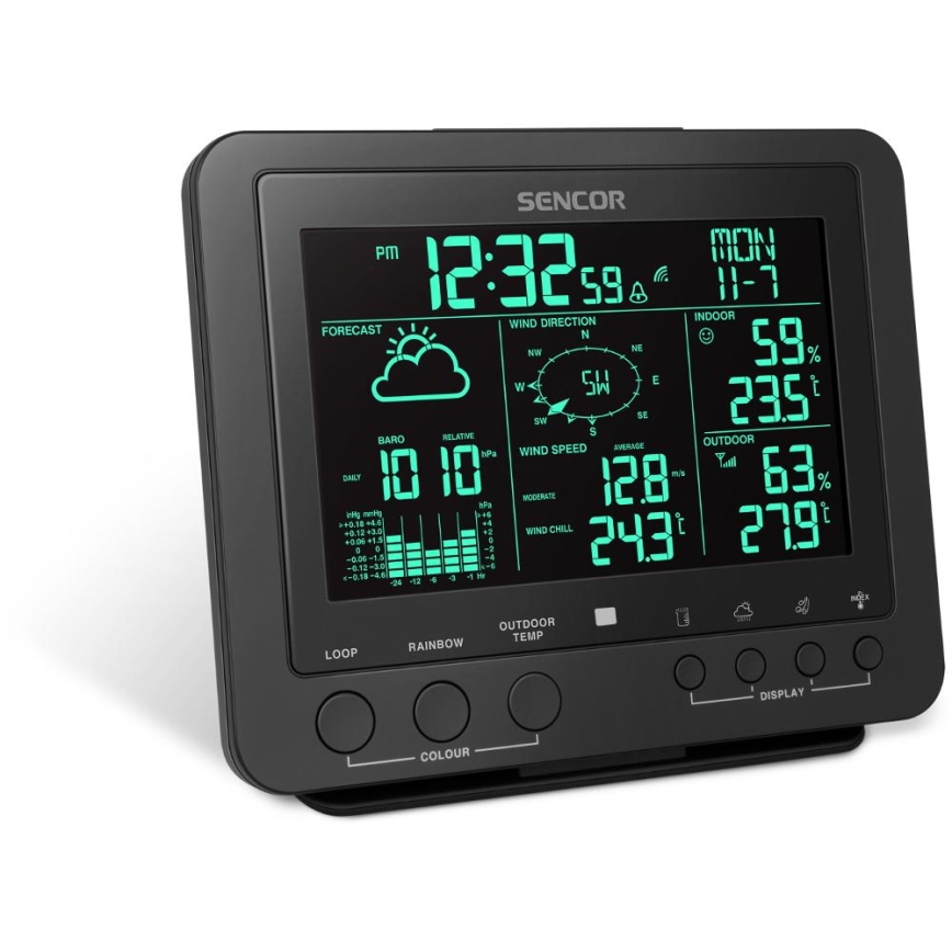 Sencor - Estación meteorológica profesional con pantalla LCD a color 5V/1xCR2032 + 3xAA