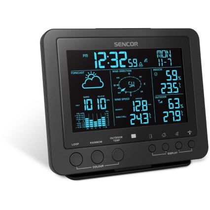 Sencor - Estación meteorológica profesional con pantalla LCD a color 5V/1xCR2032 + 3xAA