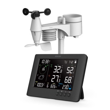 Sencor - Estación meteorológica profesional con pantalla LCD a color y alarma 5V/1xCR2032 + 3xAA Wi-Fi