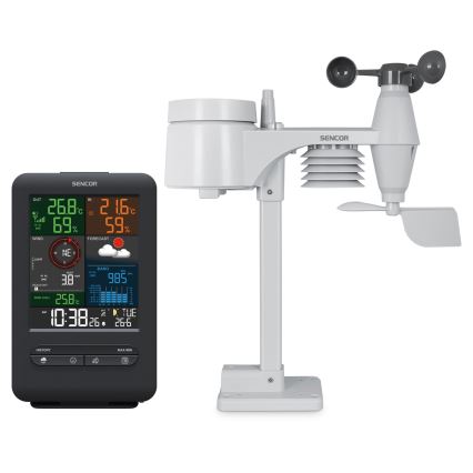 Sencor - Estación meteorológica profesional con pantalla LCD y despertador 1xCR2032 + 3xAA