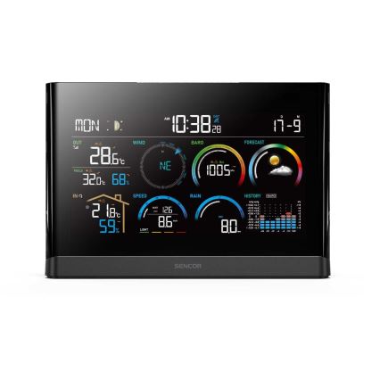 Sencor - Estación meteorológica profesional con pantalla LCD a color y despertador 5V/3xAAA + 3xAA