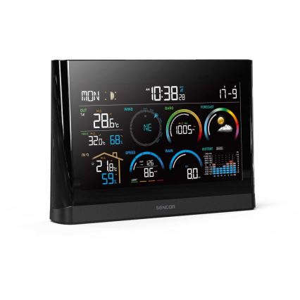 Sencor - Estación meteorológica profesional con pantalla LCD a color y despertador 5V/3xAAA + 3xAA