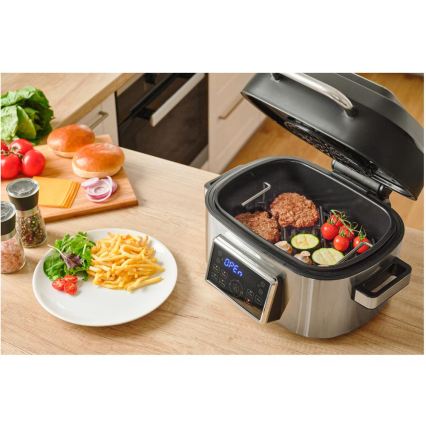 Sencor - Freidora de aire caliente y grill multifuncional 1660W/230V 6 l cromo mate/negro