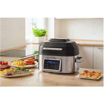 Sencor - Freidora de aire caliente y grill multifuncional 1660W/230V 6 l cromo mate/negro