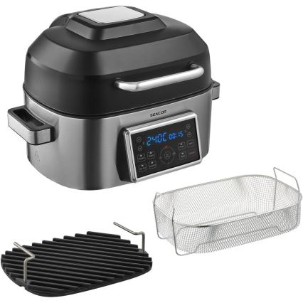 Sencor - Freidora de aire caliente y grill multifuncional 1660W/230V 6 l cromo mate/negro