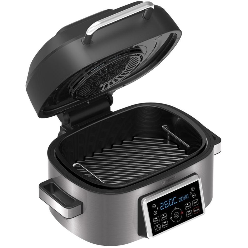 Sencor - Freidora de aire caliente y grill multifuncional 1660W/230V 6 l cromo mate/negro