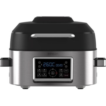 Sencor - Freidora de aire caliente y grill multifuncional 1660W/230V 6 l cromo mate/negro