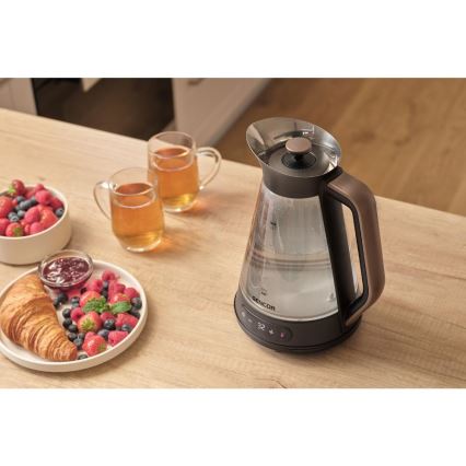 Sencor - Hervidor eléctrico con control de temperatura, 1,5 l, 2150 W/230 V, negro/oro rosa