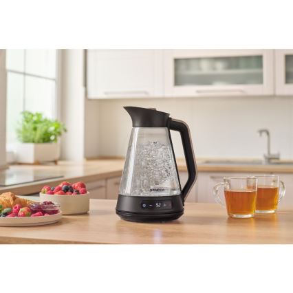 Sencor - Hervidor eléctrico con control de temperatura, 1,5 l, 2150 W/230 V, negro/oro rosa
