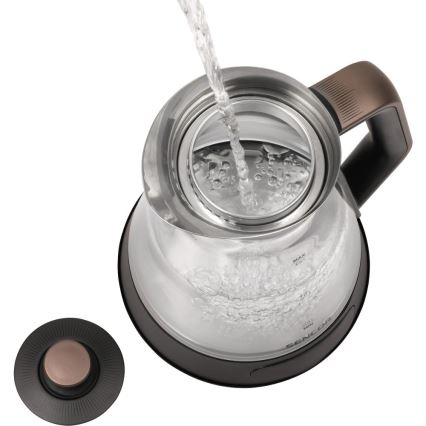 Sencor - Hervidor eléctrico con control de temperatura, 1,5 l, 2150 W/230 V, negro/oro rosa
