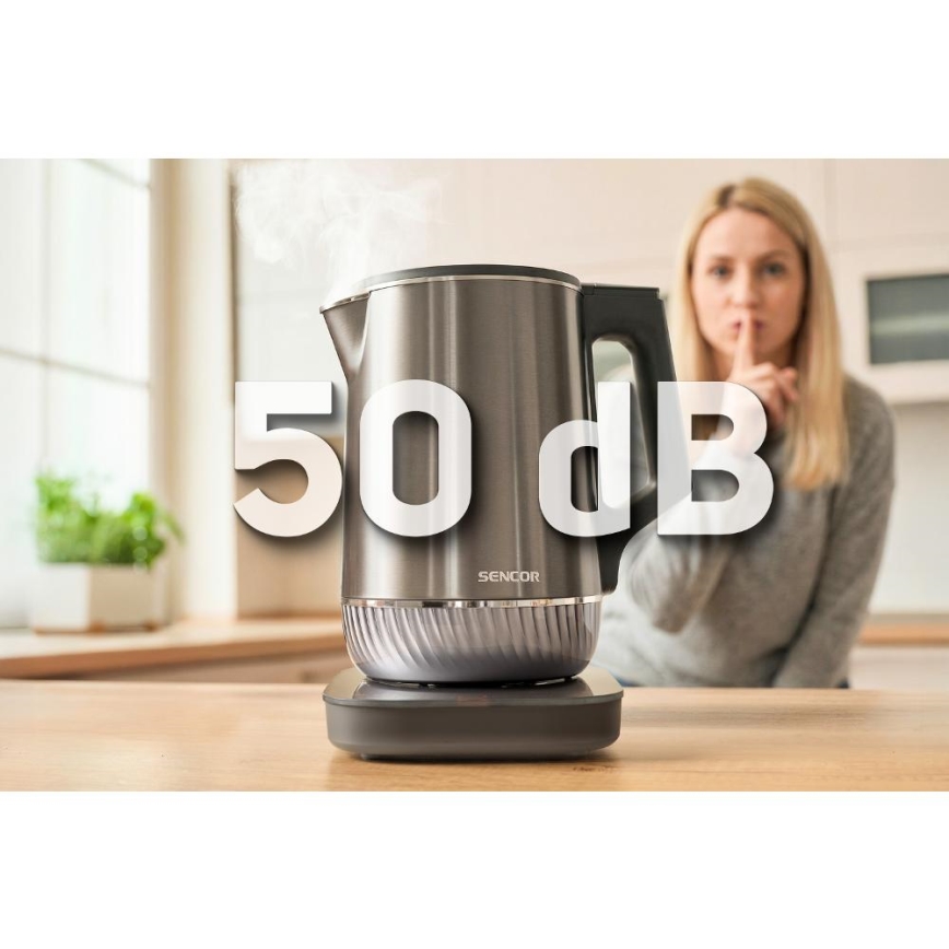 Sencor - Hervidor eléctrico con control de temperatura 1,7 l 1800W/230V acero inoxidable