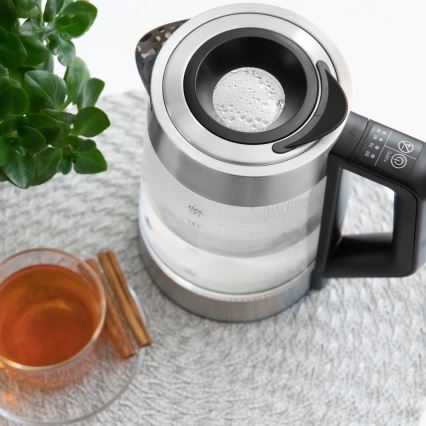 Sencor - Hervidor eléctrico con control de temperatura 1,7 l 2200 W/230 V cromo mate/negro