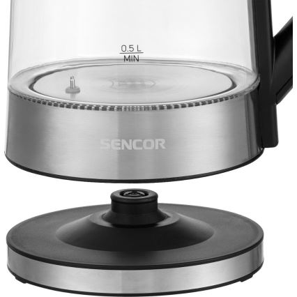 Sencor - Hervidor eléctrico con control de temperatura 1,7 l 2200 W/230 V cromo mate/negro