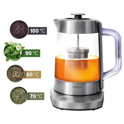 Sencor - Hervidor eléctrico con regulación de temperatura 1,5 l 1500W/230V acero inoxidable