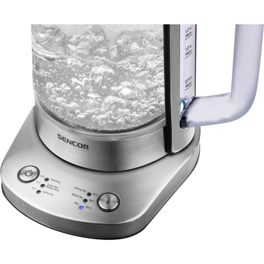 Sencor - Hervidor eléctrico con regulación de temperatura 1,5 l 1500W/230V acero inoxidable