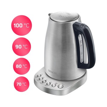 Sencor - Hervidor eléctrico con termorregulación 1,7 l 2200W/230V acero inoxidable