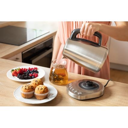 Sencor - Hervidor eléctrico con termorregulación 1,7 l 2200W/230V acero inoxidable