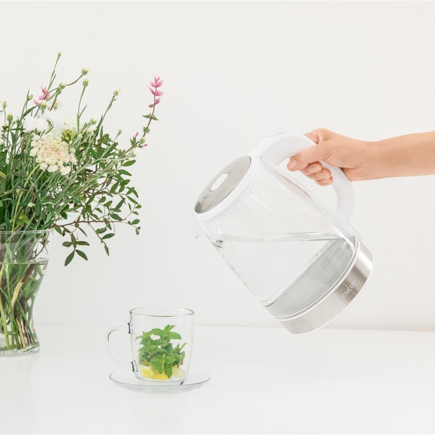 Sencor - Hervidor eléctrico con termorregulación 2 l 2200W/230V blanco