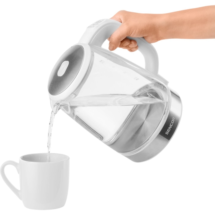 Sencor - Hervidor eléctrico con termorregulación 2 l 2200W/230V blanco