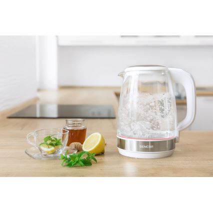 Sencor - Hervidor eléctrico con termorregulación 2 l 2200W/230V blanco
