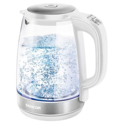 Sencor - Hervidor eléctrico con termorregulación 2 l 2200W/230V blanco