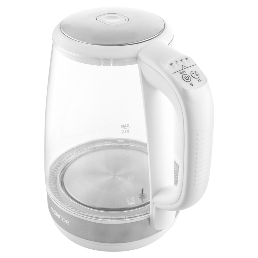 Sencor - Hervidor eléctrico con termorregulación 2 l 2200W/230V blanco